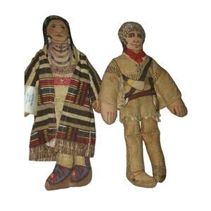 Vintage 1979 Hallmark Davy Crockett Frontiersman & Chief Joseph Cloth Doll Toy